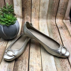 Talbots champagne gold flats & rhinestones. In EUC